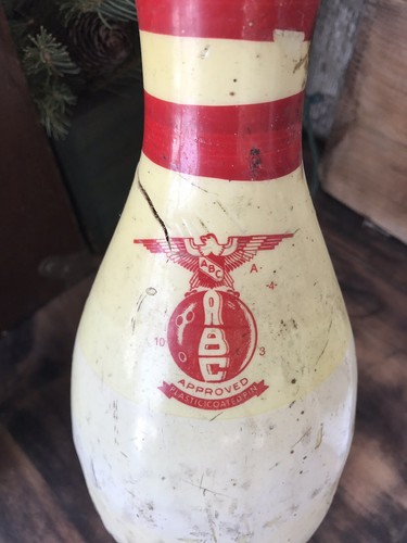 ABC Approved Bowling Pin Red Eagle Dura Mark Plastic Coating Worn Used