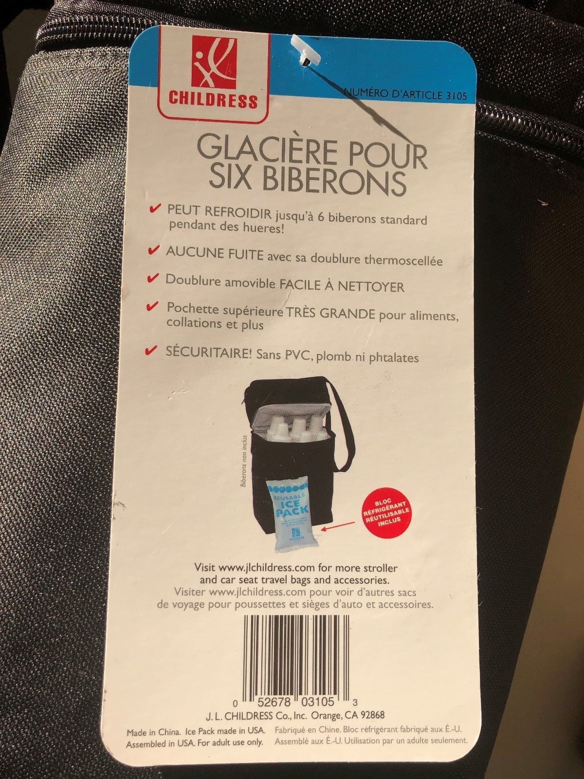 JL Childress 6-Bottle Cooler Baby/Toddler Travel Carrying Case