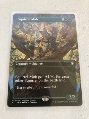 mtg borderless Squirrel Mob, Bloomburrow commander, unplayed