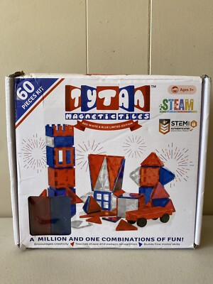 Tytan Magnetic Red White Blue Learning Tiles - 60 Pieces
