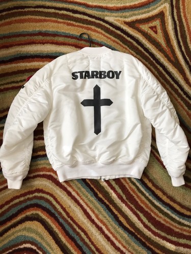 The Weeknd x Alpha industries Rare starboy White bomber Jacket Sold out Size-XXL