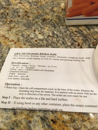 Kitchen Collection Digital Kitchen Scale w Glass Top Grams & Ounces Used W/ Box