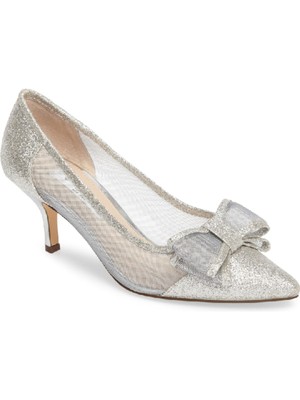 

NINA Женские серебристые туфли-лодочки Peekaboo с сетчатыми боками Bianca Kitten Heel Slip On Pumps, Серебряный, BIANCA-YG