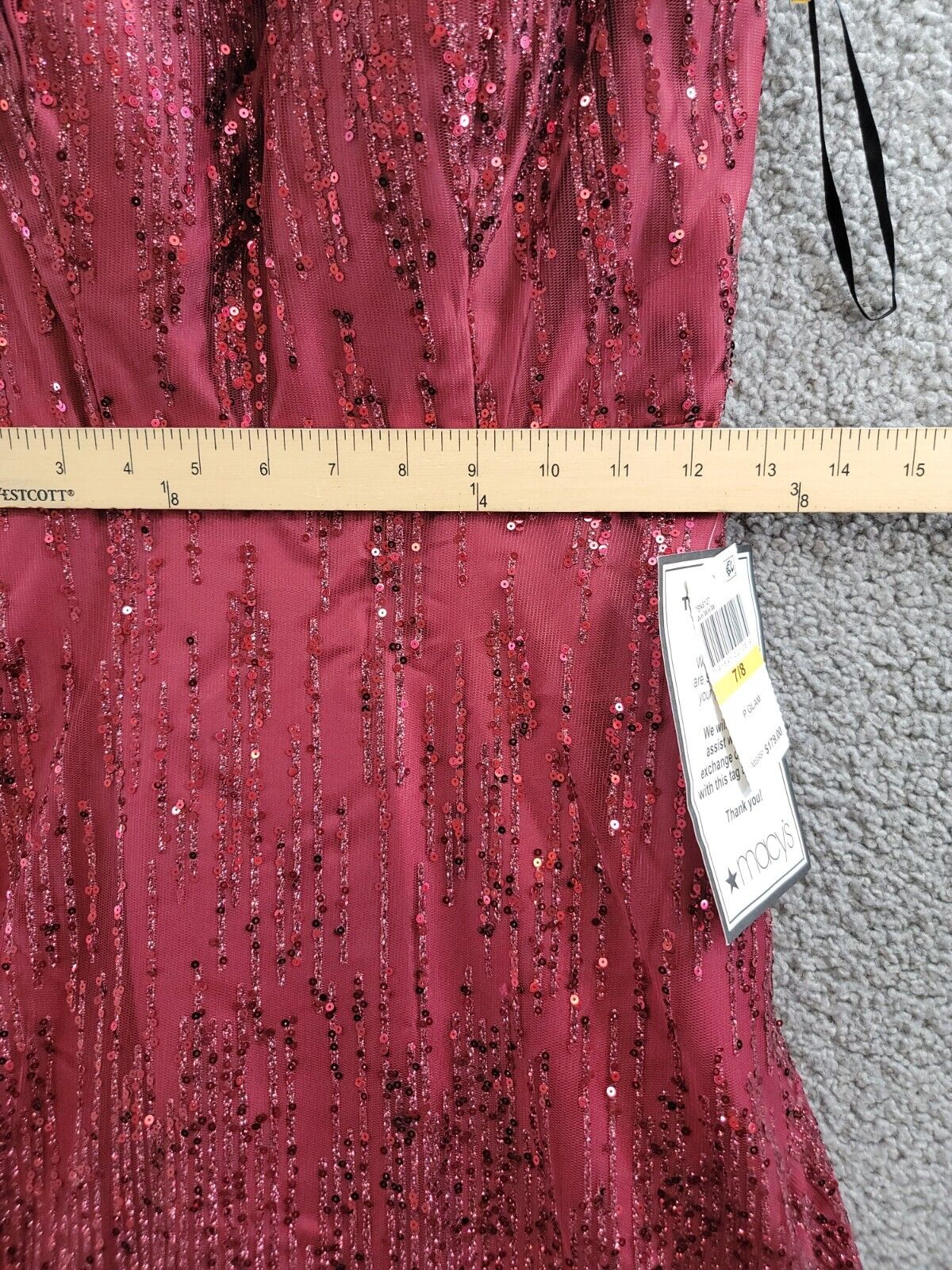 Say Yes to the Prom Glitter Mesh Gown Juniors' 7/8 Wine Square Neck Back Zip - Picture 6 of 16