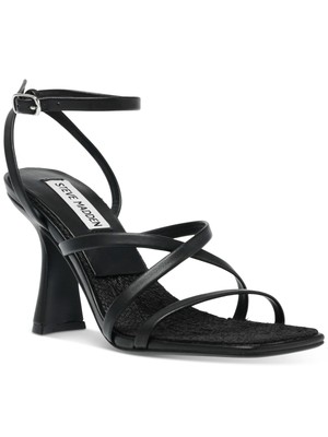 

STEVE MADDEN Женские черные босоножки на каблуке с расклешенным каблуком и квадратным носком с ремешками и ремешками, Черный, BLES03S1