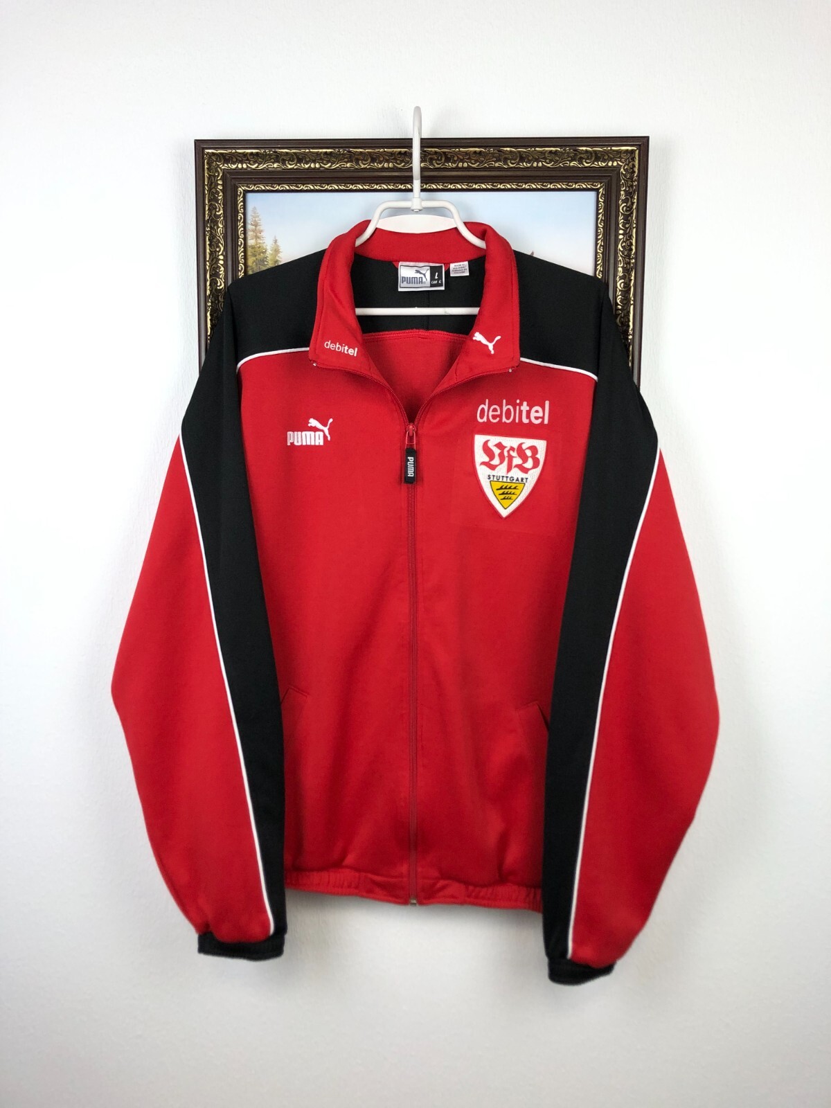 PUMA VfBシュツットガルト Stuttgart 長袖シャツ レッド 新品 Vintage Puma VfB Stuttgart Football Jacket Soccer Track Top