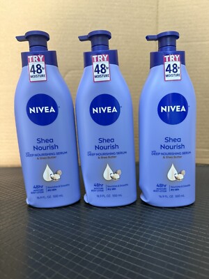 3 NIVEA Shea Butter Nourishing Serum 8.4 fl. oz. Lotions Dry Skin 48Hr  Moisture