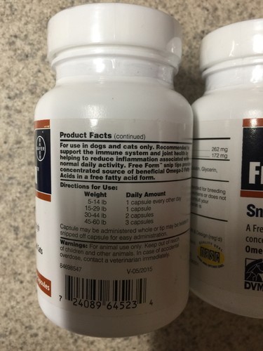 New Free Form Snip Tips Omega-3 for Small Dogs and Cats(2x 60 capsules)120 total