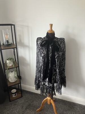 The Vampires Wife X H&M Black & Silver Floral Frill Cape Size XS/S 6/8/10/12