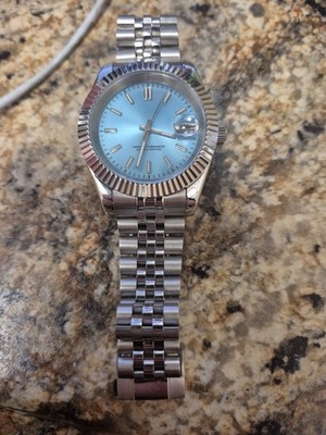 Custom Made 39mm Light Blue Dial DJ Dress Style Custom Mod