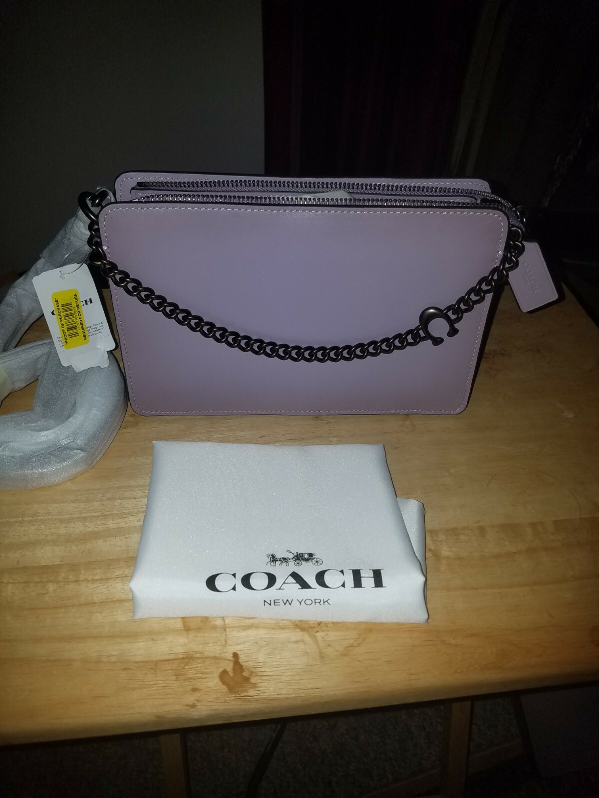 coach refined calf leather signature chain crossbody