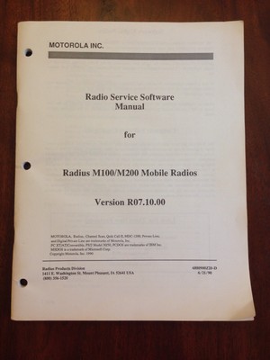 Motorola Radius M100/M200 Mobile Radio Dealers Radio Service Software Manual. Buy it now for 5.0
