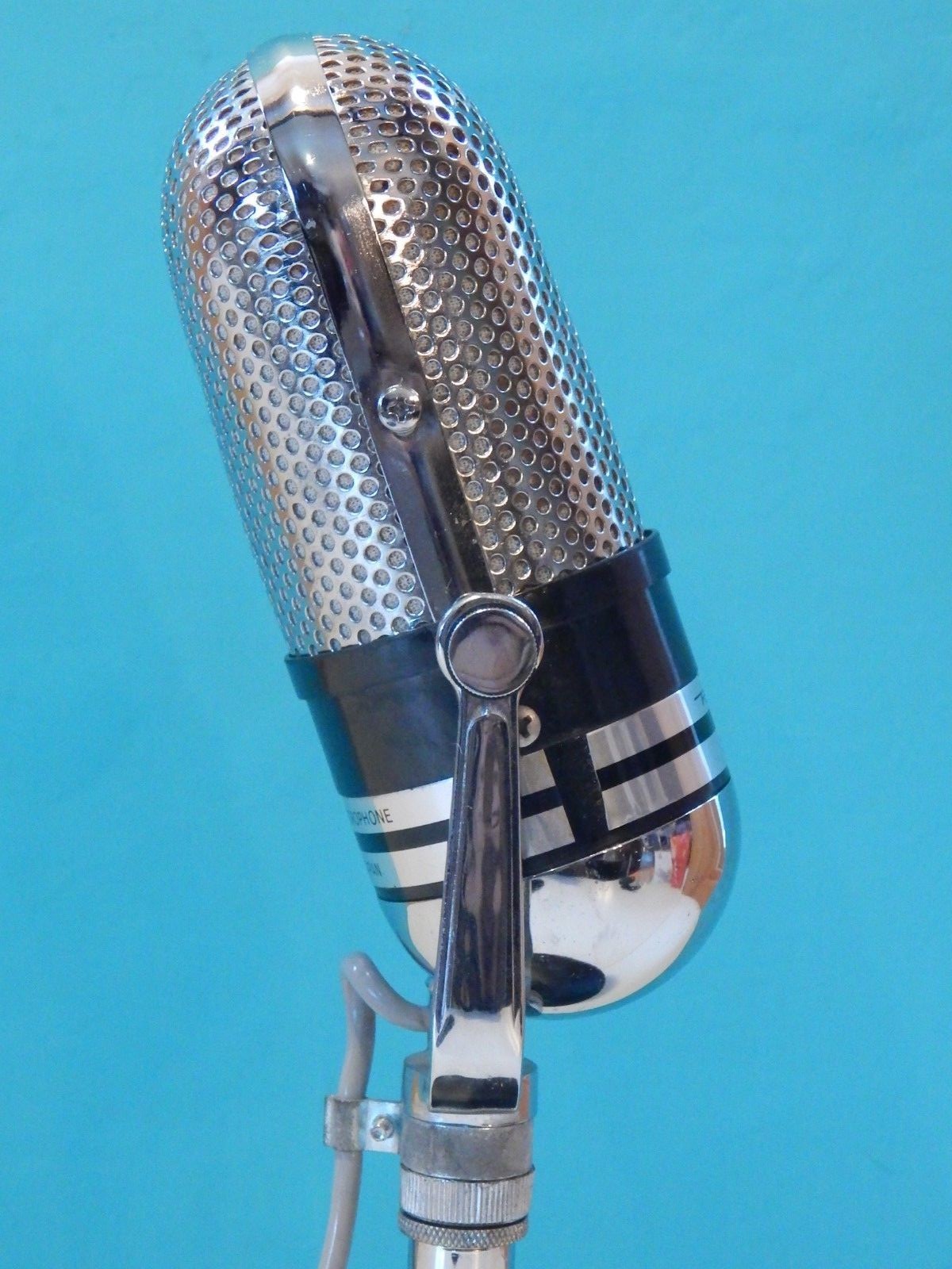 Vintage 1960S Realistic Pill Mocrophone And Stand RCA Shure Electro Voice Prop