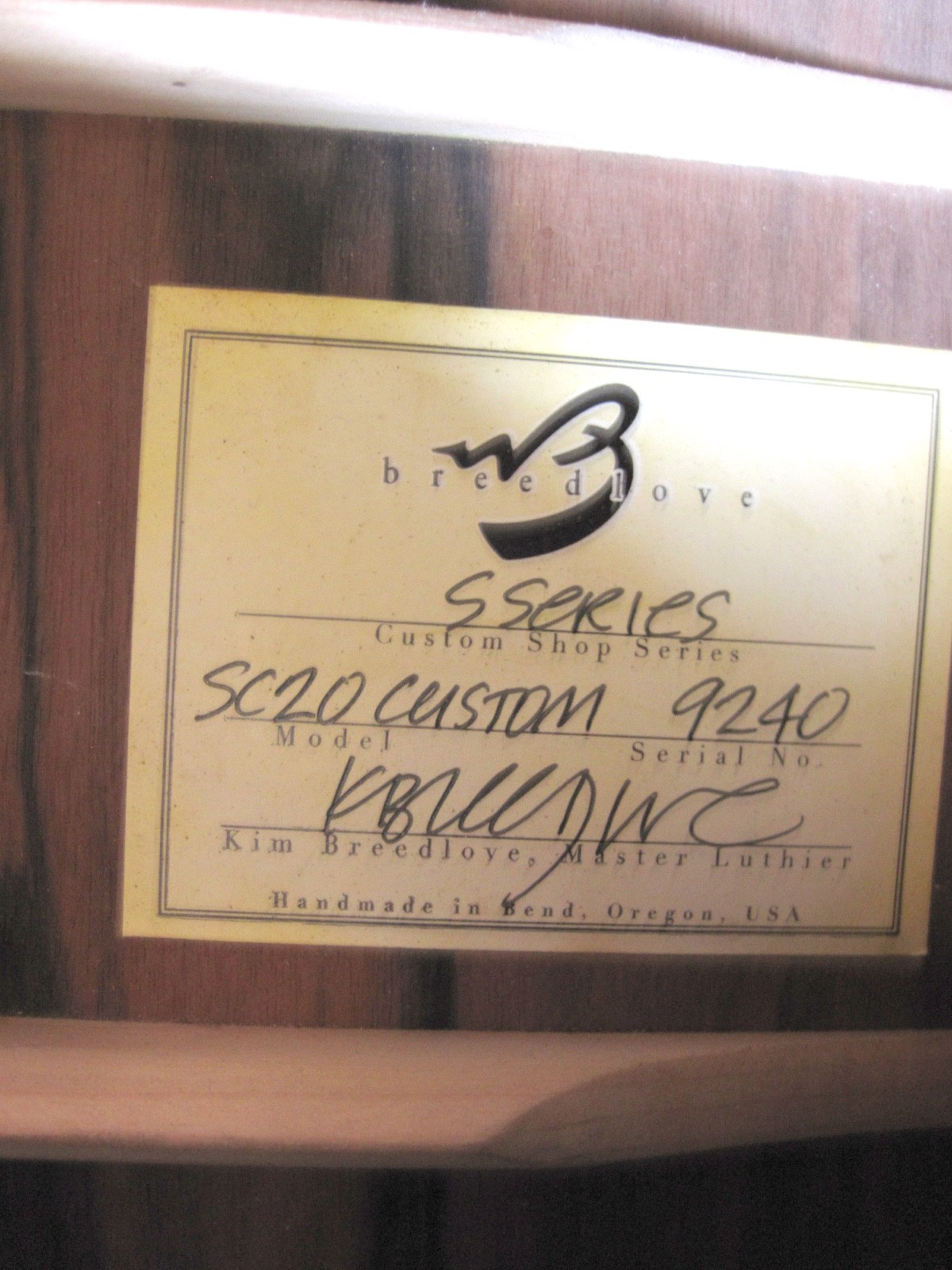 Breedlove S-Series SC20 Custom  Signed by Kim Breedlove Handmade in Bend, Oregon