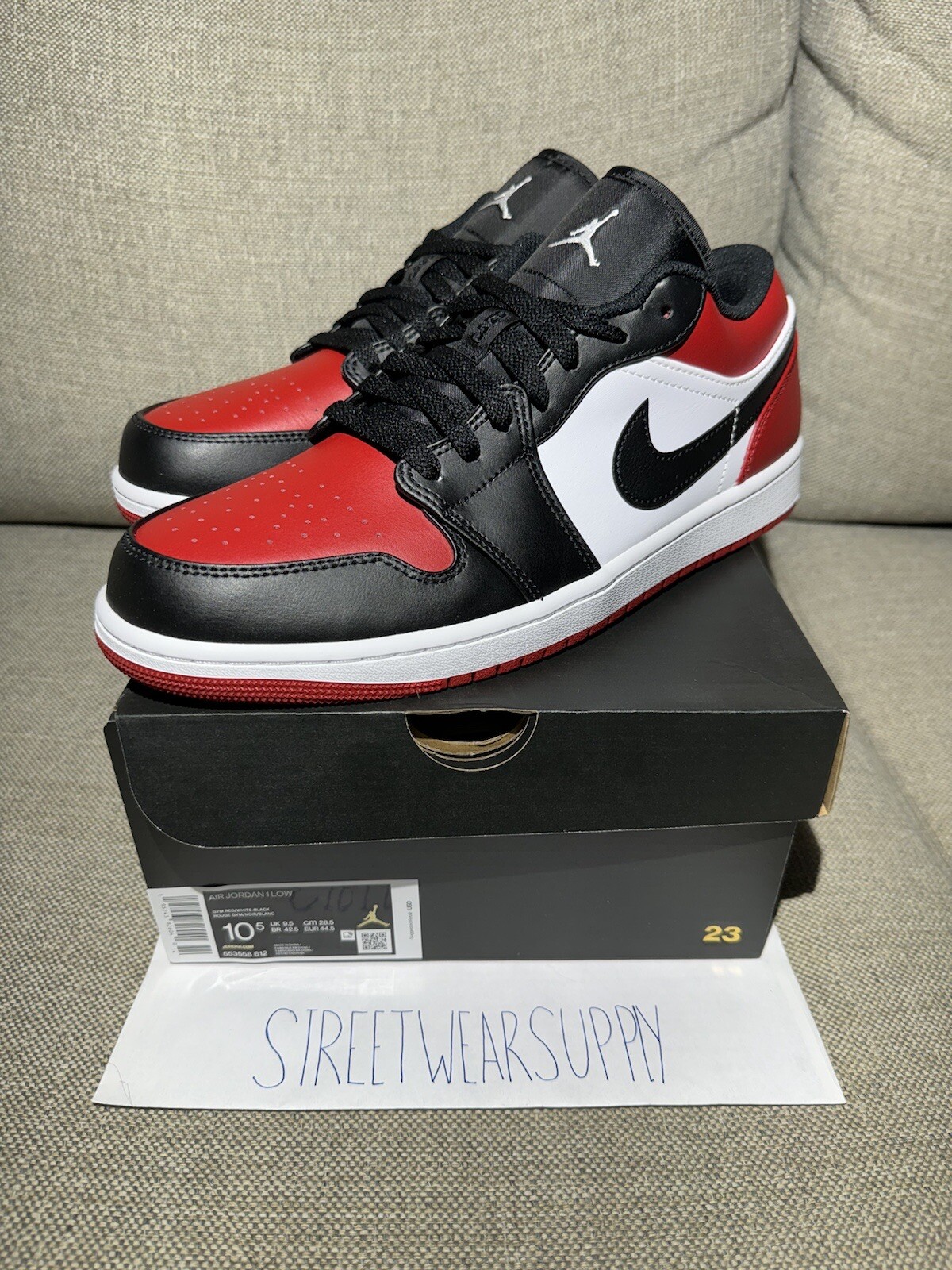 BRAND NEW Nike Air Jordan 1 Low Bred Toe- Size 13 553558-612