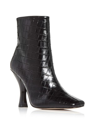 

KURT GEIGER Женские Черные Кожаные Ботинки Расклешенные Кожаные Ботильоны Rocco С Квадратным Носком, Черный, 4741700419