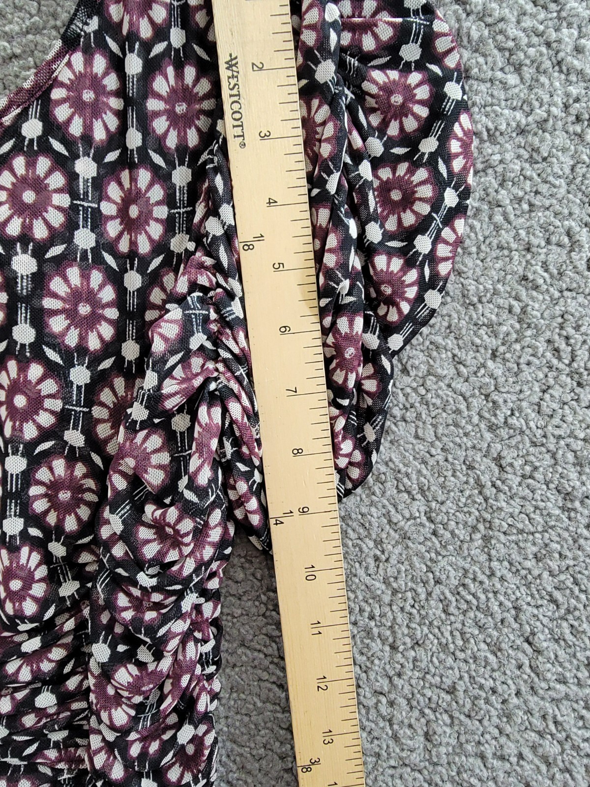Free People Briella Printed Ruched Midi Dress Women's XS Black Combo Button Back - Picture 5 of 18