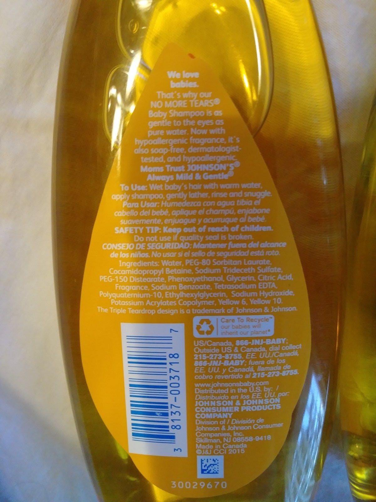 Set of 2 Johnson's Baby Shampoo 7 Fl Oz Gentle No More Tears