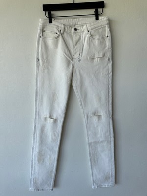 new Ksubi mens denim jean chitch 32 small medium stitches ivory white ripped