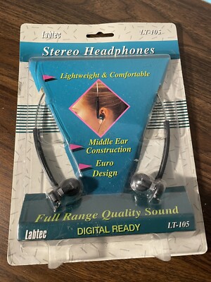 NEW Nos Labtec 1993 Stereo Headphone Model LT-105