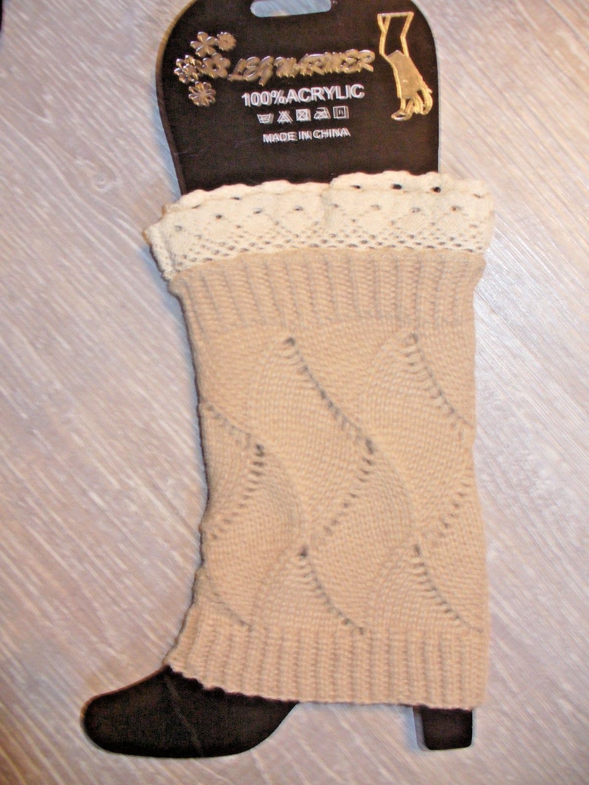 NIP Lot of 3  Women's Lace Boot Cuff / Leg Warmer Tan, Grey, Black
