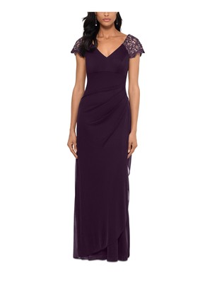 X BY XSCAPE Женская фиолетовая юбка с накладными рукавами и платьем на подкладке Dress Petites 8P