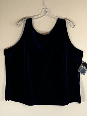 Bob Mackie Cobalt Blue Velvet Tank Top Size 22W Sapphire Velvet NWT