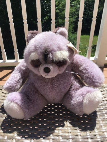 Vintage 1985 Gund BANDIT  Raccoon Plush Stuffed Animal Toy Purple