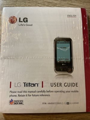 LG Tritan Mobile Cell Phone User Manual Guide  ~ LG-UX840 New Factory Sealed