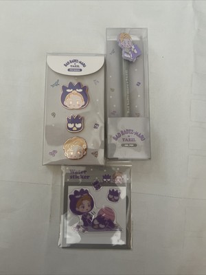 NEW Sanrio Bad Badtz Maru Taeil Pin Set Gel Pen Water Sticker Korea Only