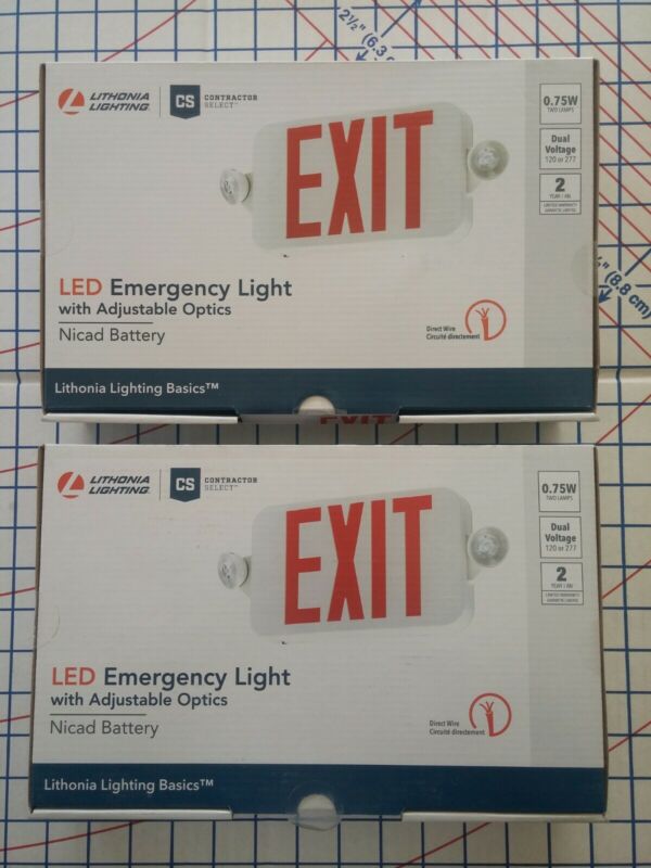 LOT OF 2 LIGHONIA LIGHTING LED EMERGENCY 2 LIGHT SIGN NEW IN BOX ECC R M6