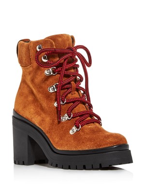 

REBECCA MINKOFF Женские коричневые 1-дюймовые кожаные ботильоны Maiho на платформе и блочном каблуке, Коричневый, F19630654S