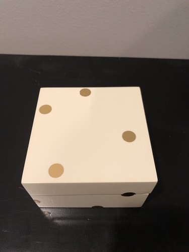 NIB Kate Spade New York Gold Dot  Small Lacquer Box Jewelry with Lid