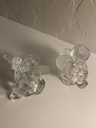 Taper 4.5” Tall Clear W Frosted Wings  Set Of 2