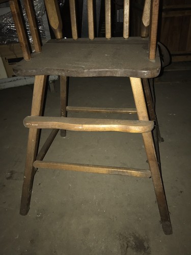 old fashioned all wood baby high chair