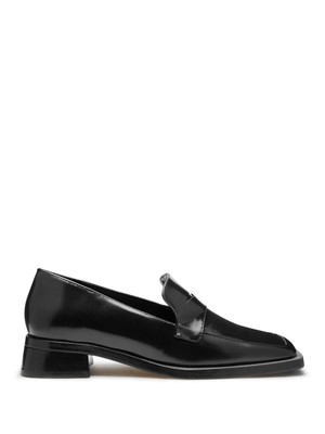 

Женские кожаные лоферы без шнуровки на блочном каблуке MISTA Black Penny Crimson Toe, Черный, 2933
