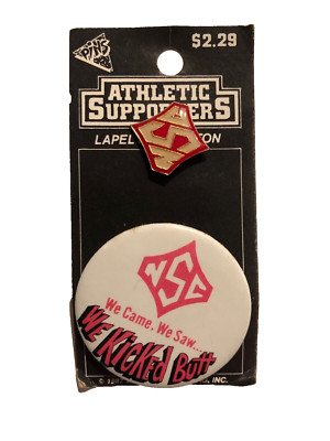 NSC UNIVERSITY VINTAGE 1987 BUTTON & LAPEL PIN SET (2) - DEADSTOCK