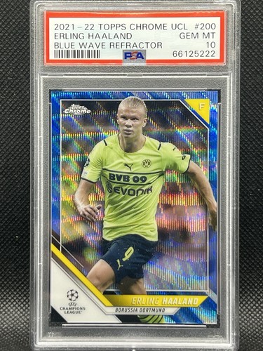 2021-22 Topps Chrome UCL Blue Wave Refractor 63/75 Erling 2021-22 Topps Chrome UCL Blue Wave Refractor 63/75 Erling
