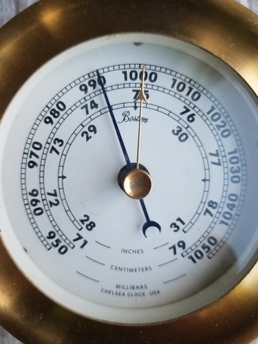 Vintage Brass Chelsea Boston  Barometer Maritime Marine Nautical 4-1/4