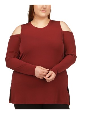 

Женский темно-бордовый топ с круглым вырезом и длинными рукавами MICHAEL MICHAEL KORS Plus, Maroon