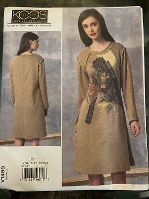 VOGUE PATTERN 1459 DRESS COUTURE DESIGNER  KOOS MISSES SIZE 16 18 20 22 24 UC