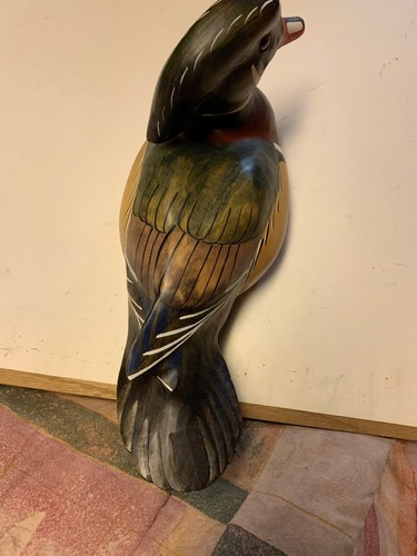 DRAKE WOOD DUCK WOOD-CARVED DECOY!