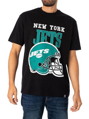 

Мужская свободная футболка Recovered NFL Jets Helmet, черная, Черный, MMNFL1188