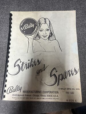 Bally STRIKES AND SPARES Pinball Machine Manual - good used original