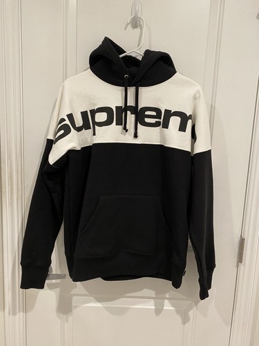 Authentic Excellent Supreme FW17 Black Color Blocked Hoodie Authentic Excellent Supreme FW17 Black Color Blocked Hoodie