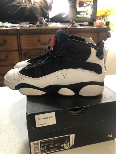 NIKE AIR JORDAN 6 RINGS GS BLACK-WHITE-RED Boys/Men 6.5Y W