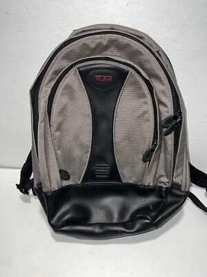 Tumi T2 Tech Gunmetal Ballistic Nylon And Black Leather Laptop Backpack