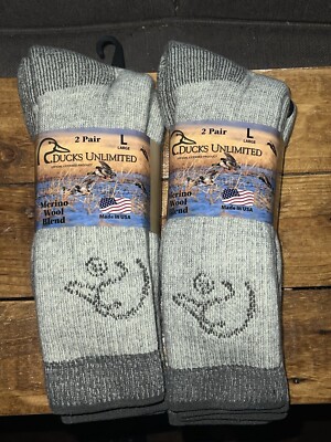 4 PR New/w/tags Ducks Unlimited Men's Merino Wool Socks ~large Green