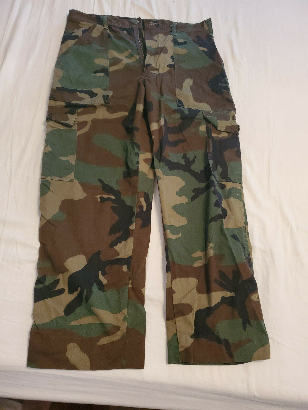 Army woodland camo pants 1980s style size small VG cond boys