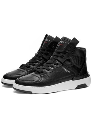 

GIVENCHY Мужские кожаные спортивные кроссовки на шнуровке с черным логотипом и круглым носком, Черный, BH002JH0KP